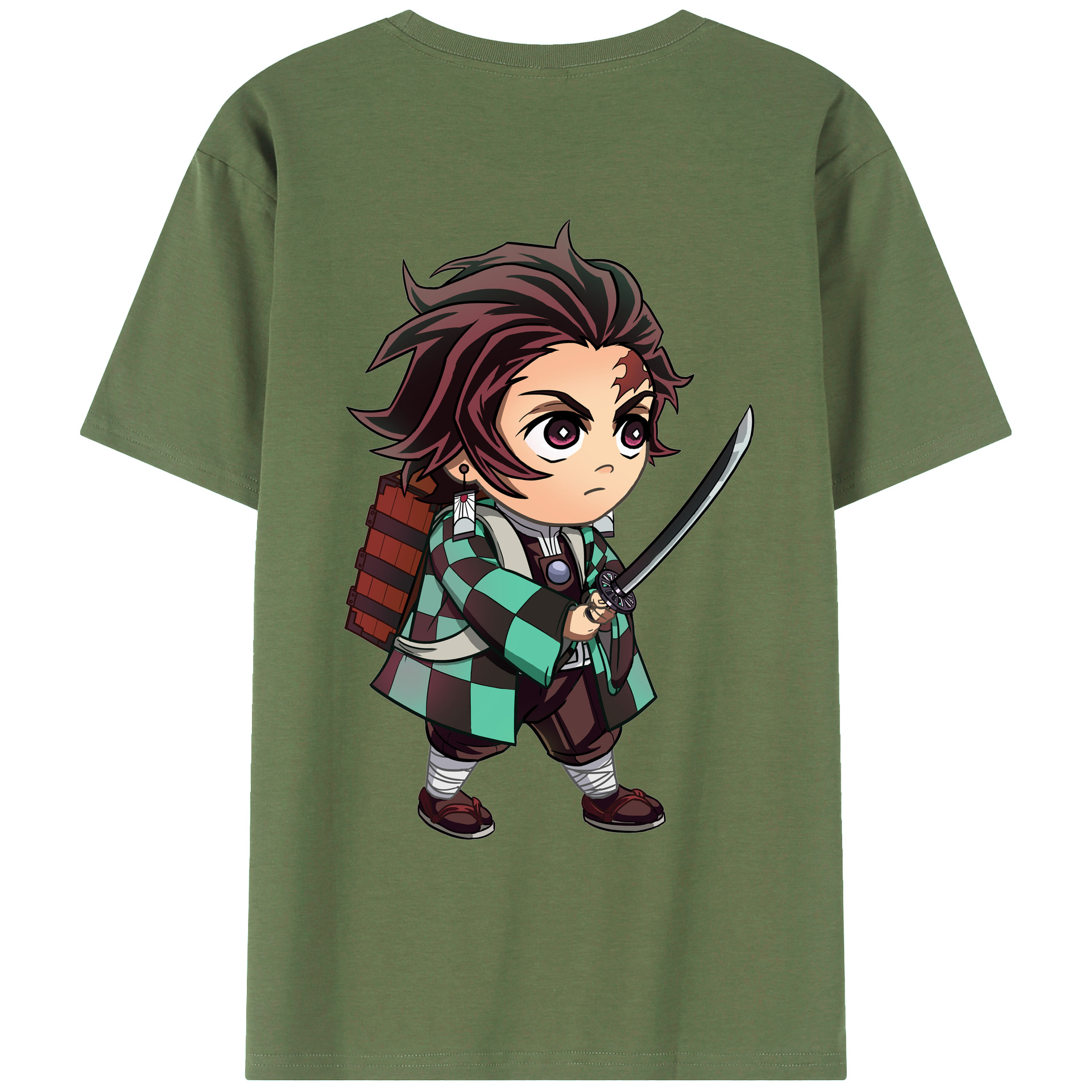 （画像用） 鬼滅の刃 竈門 炭治郎／かまど たんじろう Kamado Tanjirou 綿100％ メンズ半袖Tシャツ（バックプリント） 通気性